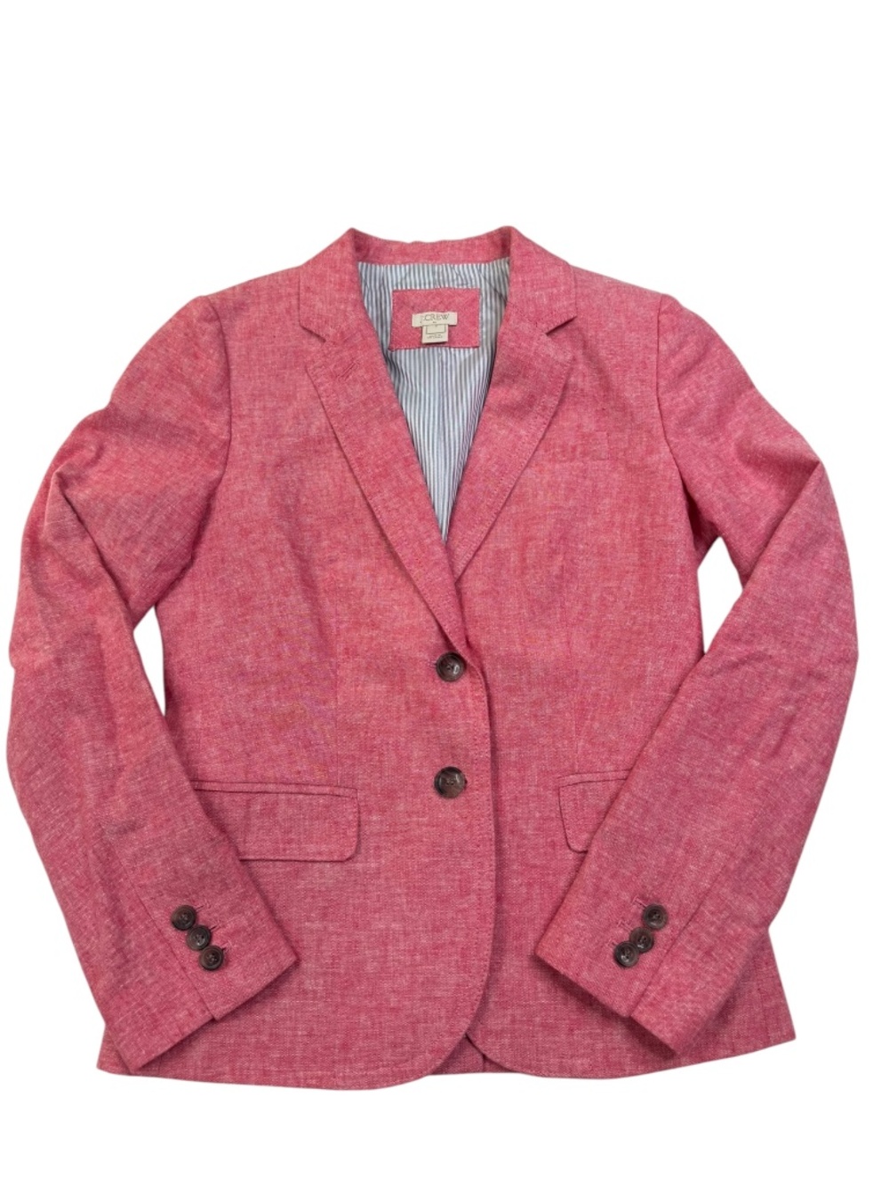 J.Crew Factory Schoolboy Blazer Pink Linen Blend Tailored Jacket Size 6 - Picture 5 of 12